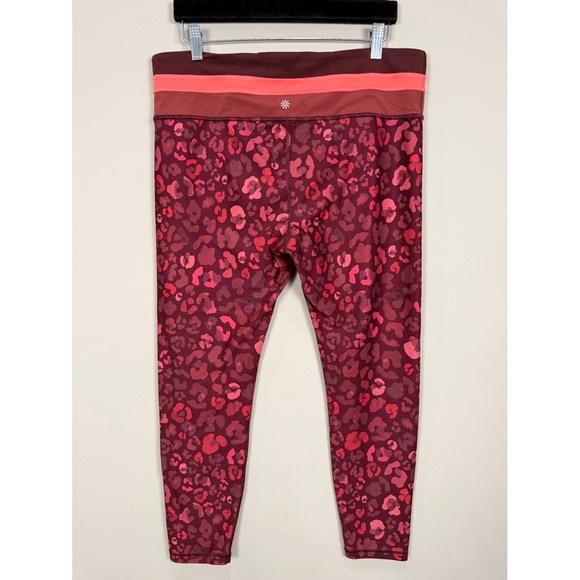 Athleta Elation 7/8 Tight Leopard Print Burgundy Pink Womens XL Workout Leggings - Picture 5 of 11